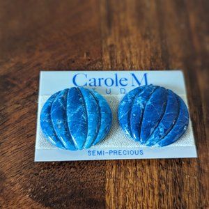 Vintage Semi Precious Stone clip on earring Blue